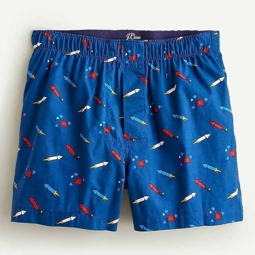 J crew mens printed boxers fireworks rocket print